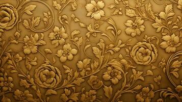 a ornamentado dourado pano de fundo com floral padronizar foto