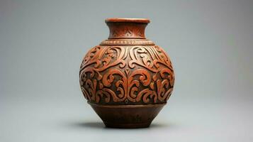 antigo terracota jarra com ornamentado floral padronizar foto