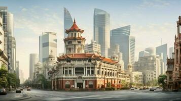 Pequim velho arquitetura misturas com moderno arranha-céus foto