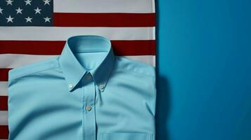 azul camisa simboliza americano patriotismo e sucesso foto