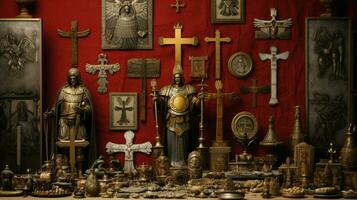 cristão exército comemora triunfo com Antiguidade decoração foto
