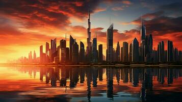 paisagem urbana às pôr do sol moderno arquitetura reina supremo foto