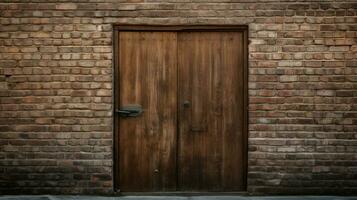 fechadas de madeira porta com tijolo parede e metal lidar com foto