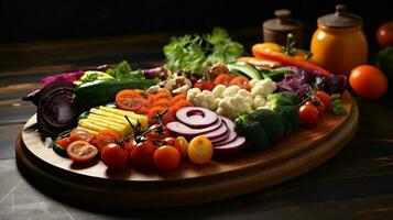 fresco saudável vegetariano refeição com multi colori vegetal foto