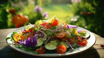 fresco orgânico vegetariano salada uma saudável gourmet verão foto