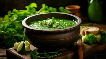 fresco vegetariano sopa com orgânico verde legumes foto