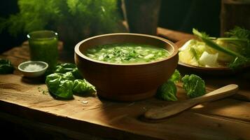 fresco vegetariano sopa com orgânico verde legumes foto