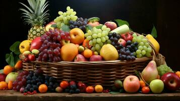 fruta cesta detém a abundância do saudável variedade foto