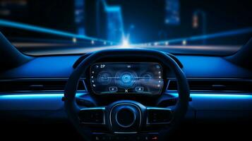 futurista Smartphone ícone ilumina carro painel de controle foto