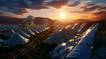 futurista solar poder estação gera eletricidade foto