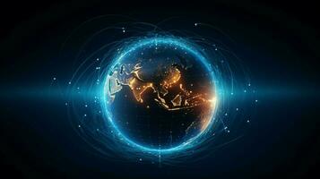brilhando azul esfera monitores global dados padrões foto