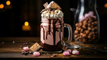 gourmet Sombrio chocolate milkshake com marshmallow foto