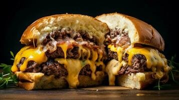 grelhado carne hamburguer com derretido queijo cheddar queijo foto