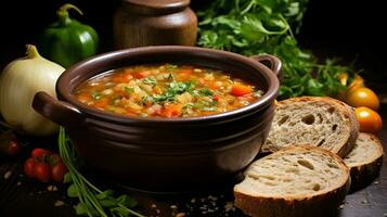 caseiro vegetal sopa saudável comendo fresco ingredientes foto