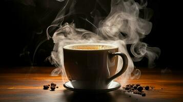 quente vapor Aumentar a partir de café dentro uma caneca foto