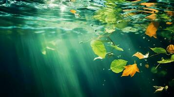 folha e natureza Conheça água criando abstrato fundo foto