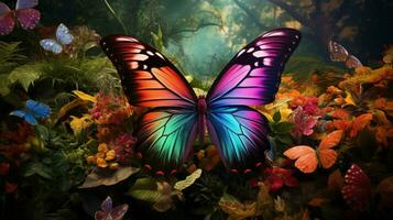 multi colori borboleta moscas entre vibrante natureza beleza foto