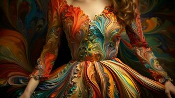 multi colori têxtil padronizar em elegante vestir foto