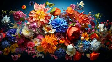 natureza beleza dentro verão através multi colori flores foto