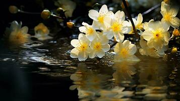 naturezas beleza refletido dentro amarelo floral flores foto