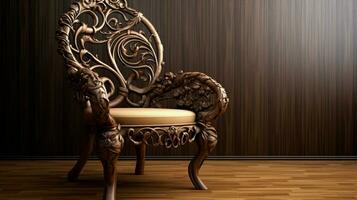 rústico cadeira dentro ornamentado Projeto acrescenta elegância para doméstico foto