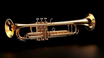 brilhante latão trompete dourado estilo instrumento foto