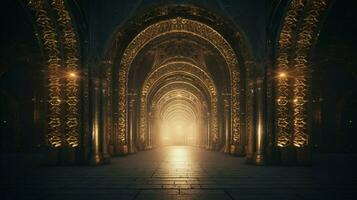 espiritualidade iluminado através antigo arcos ornamentado foto