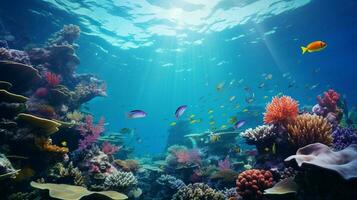 embaixo da agua recife peixe nadar dentro azul tropical clima água foto