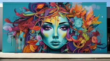 vibrante grafite mural retrata juventude cultura criatividade foto