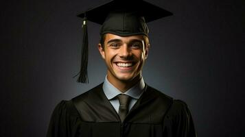 jovem adulto realização graduação vestido cheio de dentes sorrir foto