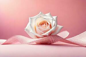 uma solteiro rosa em uma Rosa fundo. gerado por IA foto