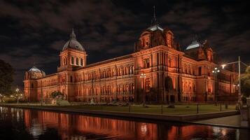 noite Visão do casa rosada. generativo ai foto