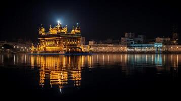 noite Visão do dourado têmpora - Harmandir sahib. generativo ai foto