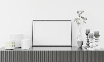 moldura de parede da sala de estar com vaso de flores, estilo 3D foto