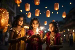 festival do luzes, diwali celebrações. ai gerado. foto