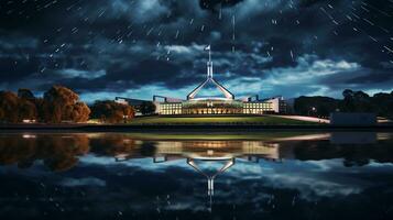 noite Visão do parlamento casa. generativo ai foto