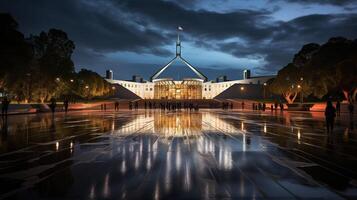 noite Visão do parlamento casa. generativo ai foto