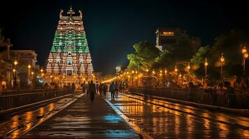 noite Visão do a meenakshi têmpora. generativo ai foto