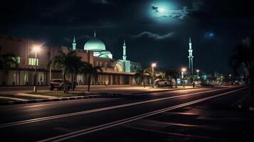 noite Visão do sankoré madrassa. generativo ai foto