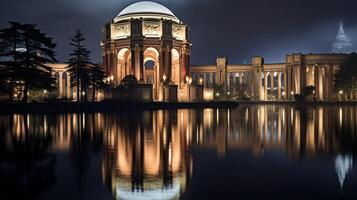 noite Visão do Palácio do bem artes. generativo ai foto