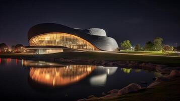 noite Visão do nacional museu do Austrália. generativo ai foto