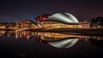 noite Visão do nacional museu do Austrália. generativo ai foto