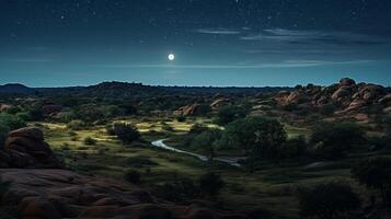 noite Visão do Mapungubwe nacional parque. generativo ai foto