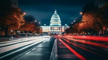 noite Visão do Unidos estados capitólio. generativo ai foto