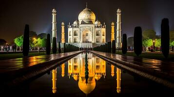 noite Visão do a taj mahal. generativo ai foto