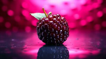 foto do Amora fruta metade contra uma colorida abstrato fundo. generativo ai