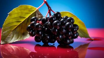 foto do sabugueiro fruta metade contra uma colorida abstrato fundo. generativo ai