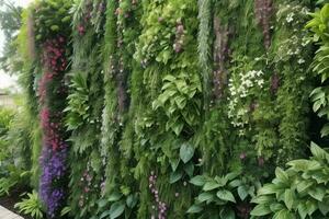 vertical jardim muro. fundo. ai generativo pró foto