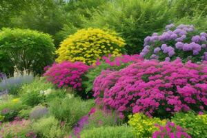 colorida flores plantas às cidade parque. fundo. ai generativo pró foto