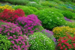 colorida flores plantas às cidade parque. fundo. ai generativo pró foto